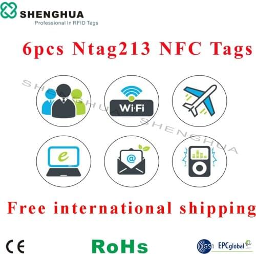 6pcs/pack Programmable Android NFC Tag 13.56MHz HF RFID Passive Adhesive Label Sticker PET Waterproof E Payment NFC Tag