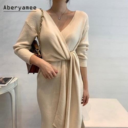 Модные трикотажные платья Aberyamee China At AliExpress