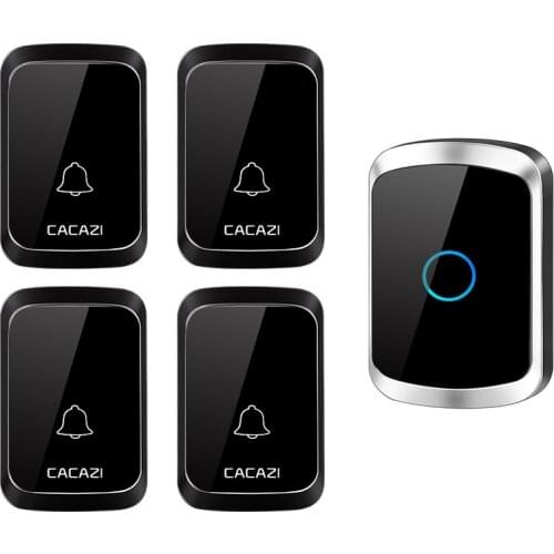 CACAZI Wireless Doorbell Waterproof 300m Range LED Wireless Gate Bell Outdoor Ringbell Smart Electronic Doorbell 220V Home Bell