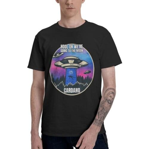Cardano ADA HODL To The Moon UFO T-shirt Men Graphic T Shirt Short Sleeve Funny Cryptocurrency Tshirt 100% Cotton Tees Top Gift