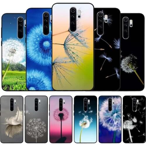 Dandelion flower black Silicone Phone Case For Redmi note 9 8 7 Pro S 8T 7A Cover