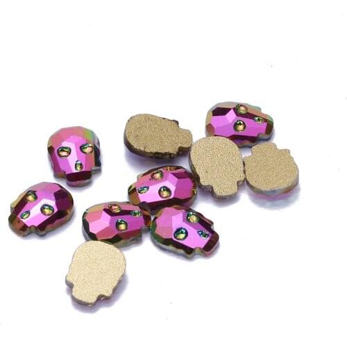 Skull Head Design Crystal 50pcs Flatback 6*8mm For Scrapbook Art DIY Craft Nail Shoes Clothes Phone Stickers Decorations