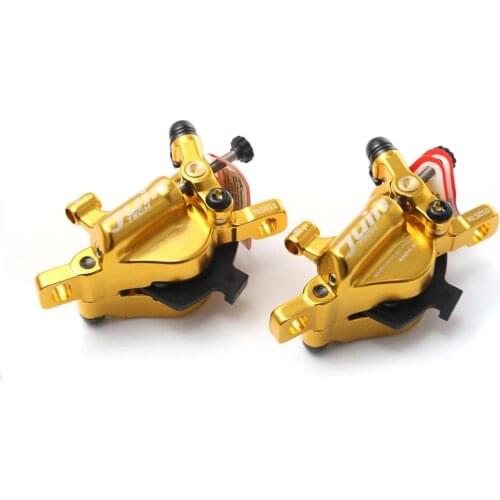 Juin Tech R1 bicycle disc brake set cable line pull hydraulic Disc Caliper 160mm MTB XC Road CX GRAVEL CYCLOCROSS Gold color