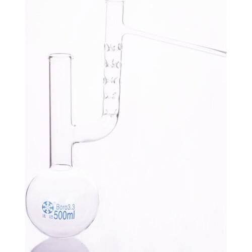 Distilling flask thorn,Capacity 500ml,Thorn-shaped Fractionation flask with normal mouth,Round bottom boiling flask