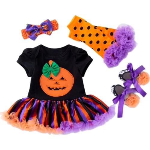 Halloween Newborn Baby Kids Girl 0-24M Pumpkin Rompers Short Sleeve Jumpsuit Clothes Outfit Costume Halloween Baby Party Cosplay