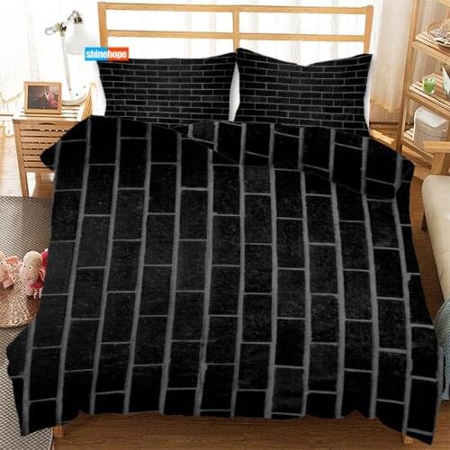 Seamless Brick Wall 3PCS Duvet Cover Satin Bedding Set Twin Size 180X220CM Bedspread Nordic Bed Cover