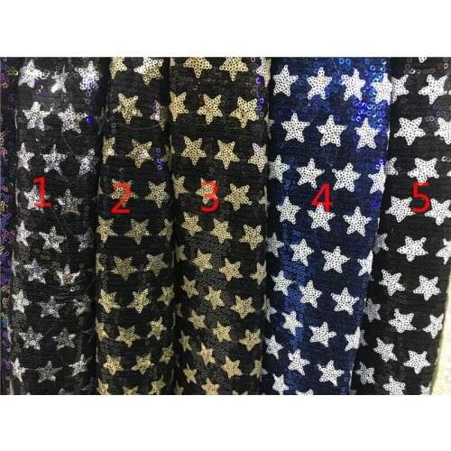 Beautiful sequins YG-682 french net lace fabric pretty Tulle net lace fabric for wedding dress with star design