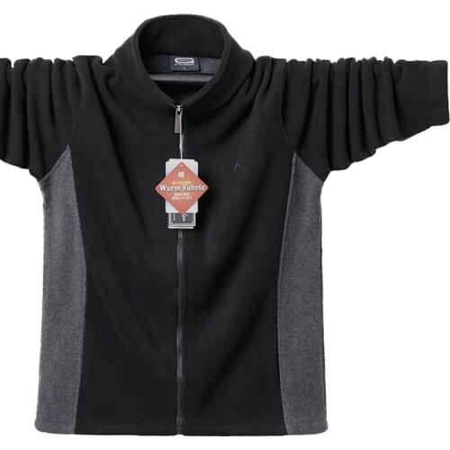 Oversized 5xl Mens Zipper Autumn Winter Workout Fleece Hoodie Jackets Full Zip Wool Warm Thick Coats