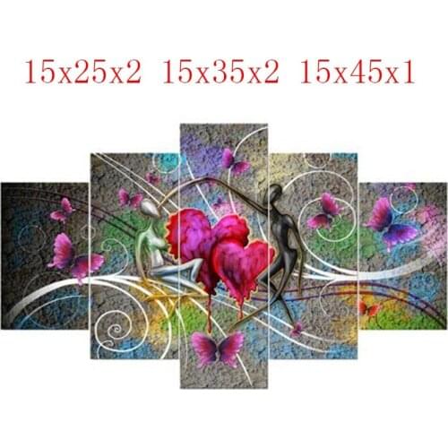5PCS diy diamond embroidery Heart diamond painting Cross Stitch full drill Rhinestone Multi-picture gift 15x25x2 15x35x2 15x40x1