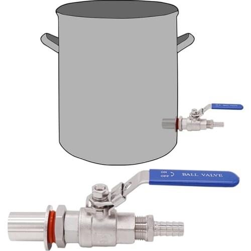 Stainless Steel Kettle Valve Kit w/barb, 1/2"NPT, 1/2"Barb, Wholesale and Retail