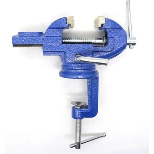 50mm 360 Degree Rotatable Mini Table Vise Cast Iron Universal Plastic Clamp Head Vise Flat Pliers Manual Bench Clamp