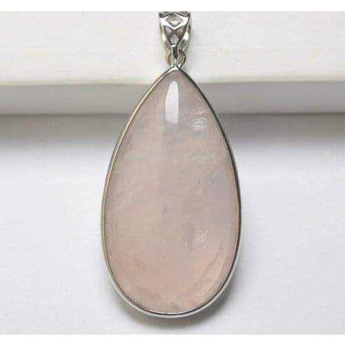 Natural Rose Crystal Stone Water-drop GEM Pendant Fashion Jewelry S3080