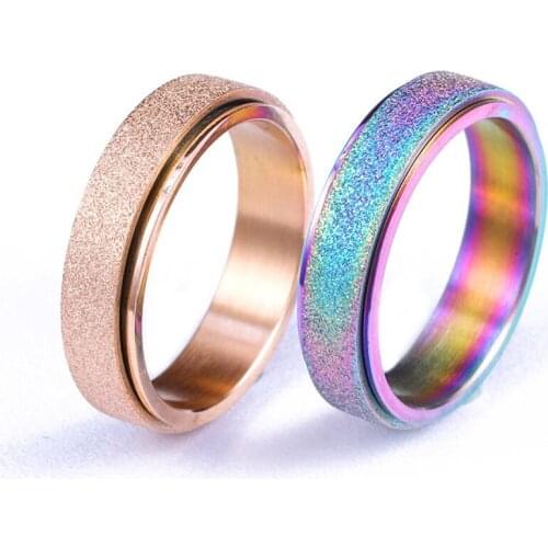 Stainless Steel Frosted rainbow color Mens/Womens finger rings Jewelery US6/7/8/9/10/11/12/13 one piece y1534