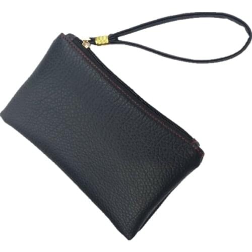2018 New Fashion Solid Men Women Key Wallet PU Leather Handy Bag Zipper Clutch Coin Purse Phone Holder Mini Wristlet Handbag