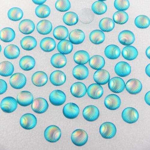 BOLIAO New Round Shell 50Pcs 10mm (0.39In) Rhinestones Flatback Light Blue Resin For Wedding Cell Phone Beauty Decoration DIY