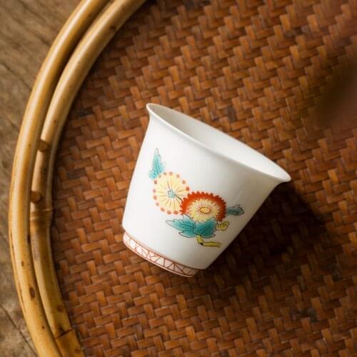 Kiln White Porcelain Tea Cup Ivory White Tea Cup Antique Fragrance-Smelling Cup Kung Fu Tea Set Single Cup Porcelain Master Cup