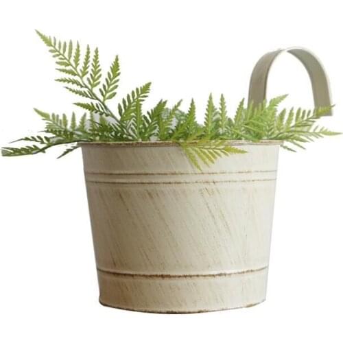 TT Thickened Iron Bucket Flower Hanging Pots Pastoral Hook Flower Pot Flower Bucket Balcony Shop Props Display