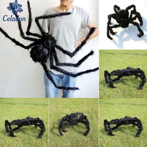 30cm 50cm 75cm plush spider made of wire and plush black for party or halloween decoration