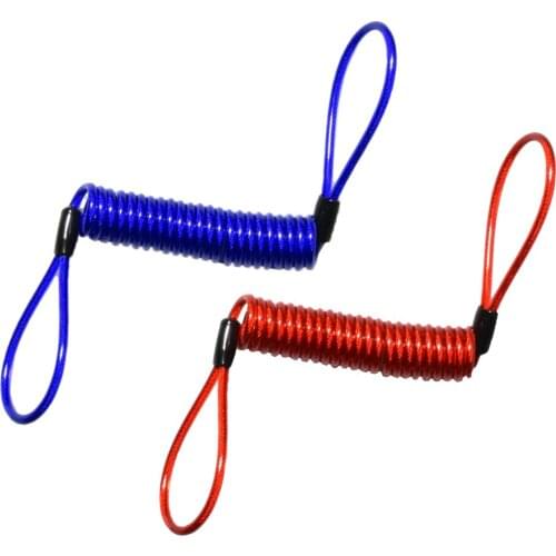 Blue+Red 150cm Alarm Disc Lock Security Spring Reminder Cable Motorcycle