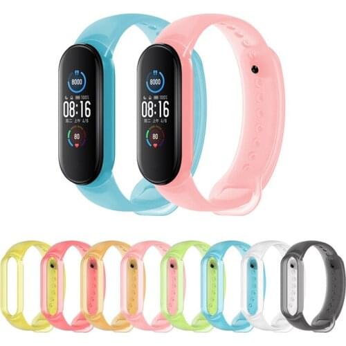 For Xiaomi Mi band 6 5 4 Transparent Silicone Replacement Bracelet for Strap mi band 3 4 miband 5 Wrist Glacier Color TPU Strap