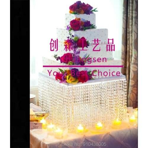 Modern design factory sell wedding cake stand ,acrylic crystal cake rack for weddings, birthday cake holder, square cake stand