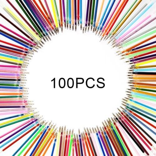 100PCS/SET Non-Toxic Gel Pen Refill Multi Colored Painting Gel Ink Ballpoint Pens Refills Rod School Stationery
