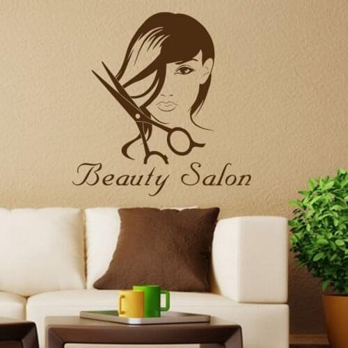 Beauty Salon Sticker Hair Salon Wall Decal Barber Shop Scissor Vinyl Window Decals Decor Mural Hairdresser Glass Sticker