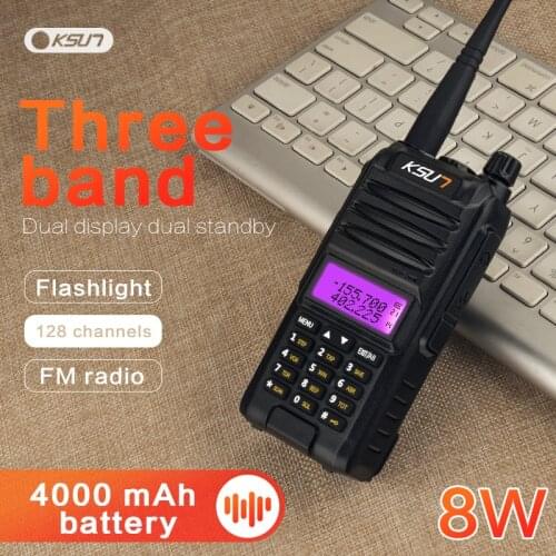KSUN UV1D VHF UHF Tri-band Two Way Radio With VOX SOS Flashlight Function Walkie Talkie Ham Radio Communicator Transceiver