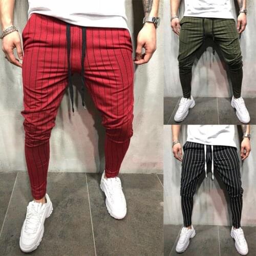 2020 Sexy High Wasit Spring Summer Fashion Pocket Mens Slim Fit Plaid Straight Leg Trousers Casual Pencil Jogger Casual Pants