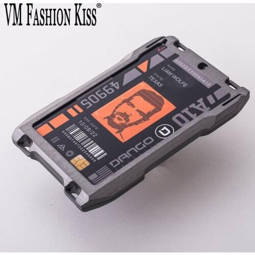 VM FASHION KISS Metal RFID Cardholder Wallet Men Business Badge Credit Card Holder Aviator Minimalist Wallet ID Card Tarjetero