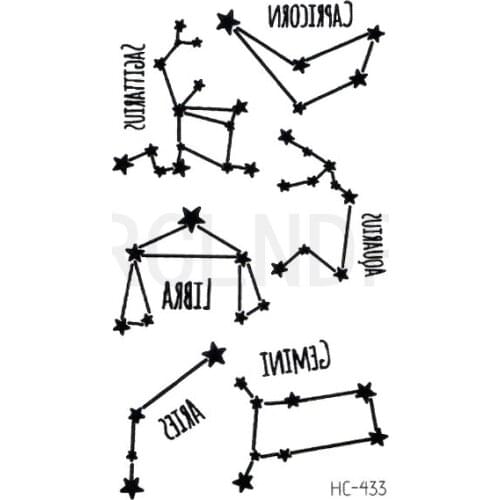 Waterproof Temporary Tattoo Sticker Star Constellation Shape Aries Libra Capricorn Flash Tatoo Fake Tatto Art for Women Men