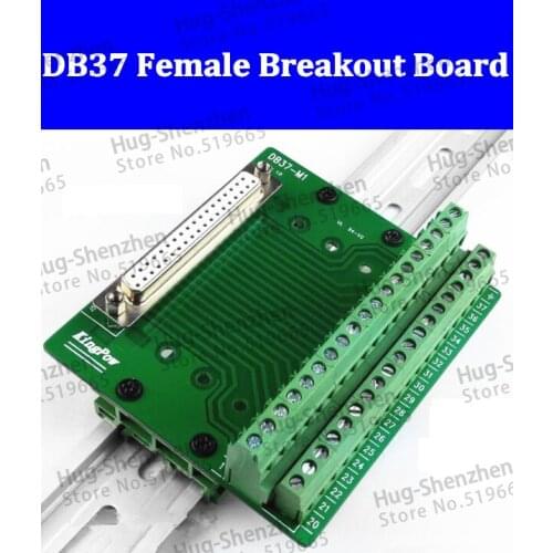 High quality 15pcs DB37 D-Sub DIN Rail Mount Interface Module , DB37 female terminal connector Breakout Board