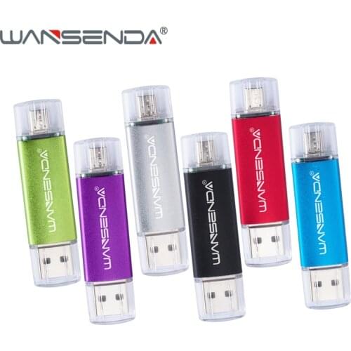 WANSENDA OTG USB Flash Drive Metal Pen Drive 16GB 32GB 64GB 128GB 256GB Pendrive 2 in 1 Micro USB Stick for SmartPhone/Tablet/PC