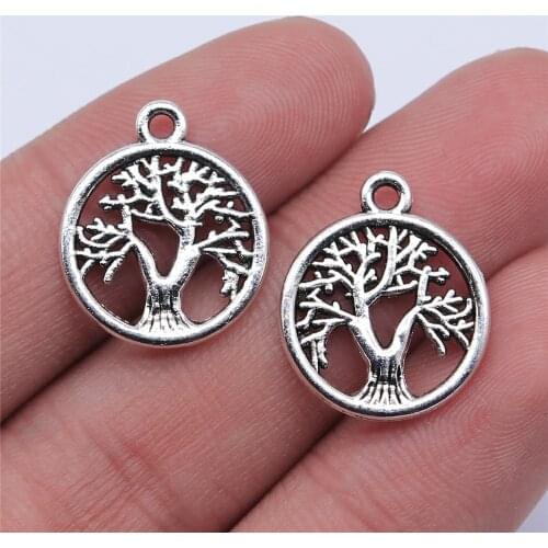 WYSIWYG 20pcs 16x16mm Antique Silver Color Tree Of Life Charms Pendant For Jewelry Making DIY Jewelry Findings