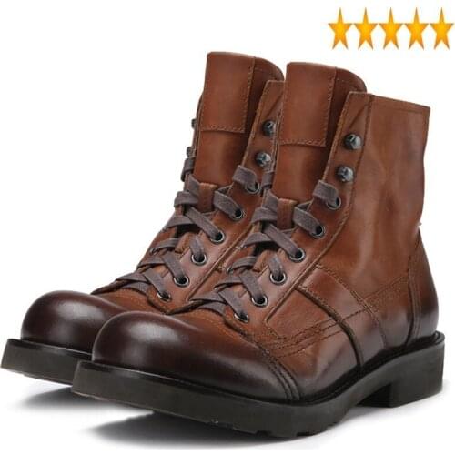 Winter Vintage Work Mens Shoes High Top Wool Military Brand Natural Leather Cowhide Warm Snow Boots Plus Size 45