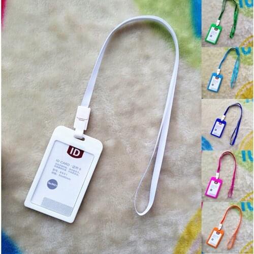 1pcs Candy Colors ID Card Holder Name Exhibition Cards Neck Strap Business Badge Holder With Lanyard School Office Supplies