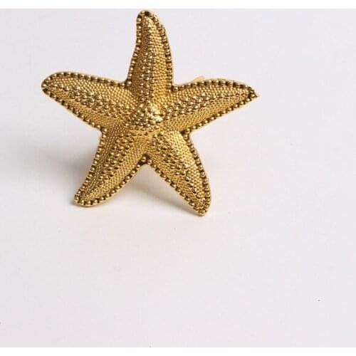 10pcs Metal plating gold marine series starfish napkin ring wedding napkin buckle paper towel holder