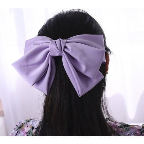 2021 Spring Hairpins For Women Satin Big Bow Clip Back The Head Accessories Bulk Buy Wholesale Chinese Hand Made