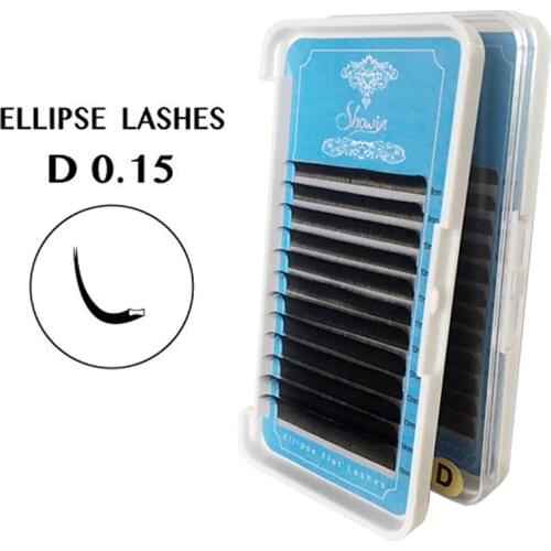 5 Case Eyelashes 3D Mink Lashes Ellipse Eyelash Extensions Split Tips Ellipse Shaped Natural Light False Ellipse Eyelashes