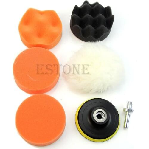 7Pcs 3'' Buffing Pad Auto Car Polishing Wheel Kit Buffer + M10 Drill Adapter 62KD