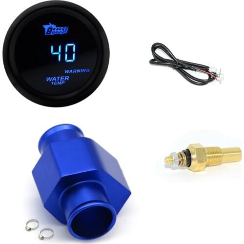 2019 High Quanlity2'' 52MM Car Digital Blue Led Water Temperature Gauge 40-150℃ With Water Temp Joint Pipe Sensor Adapter 1/8NP