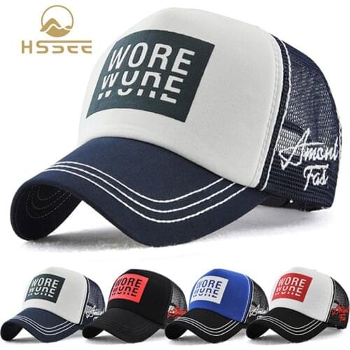 HSSEE Official Genuine Mens Mesh Cap Breathable Comfortable High Quality Pure Cotton Unisex Baseball Cap Spring/Summer Cap