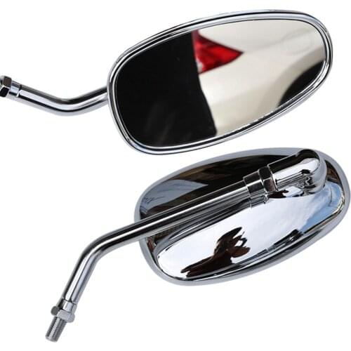 10mm Motorcycle Accessories Side Mirror Chrome oval Motorbike Rear View Mirrors FOR Honda Shadow Ace Spirit Magna VT750 VT1100