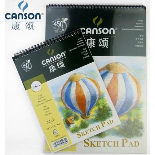 Canson 8K Artisit Sketch Book 16K Painting Paper 20 Sheet Blank Coil Sprial Notebook For Colored Pencil Drawing Pad Art Supplies