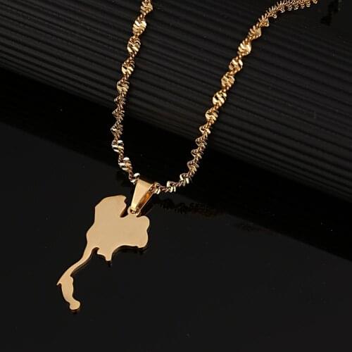 Stainless Steel The Kingdom of Thailand Map Pendant Necklaces Thailand Map Chain Jewelry