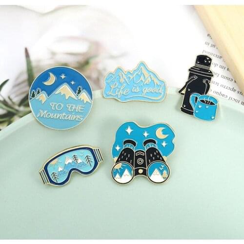 Wild Adventure Cartoon Enamel Lapel Pins Scenic Mountain Brooches Badges Fashion Pins Gifts For Friends Pins Jewelry Wholesale