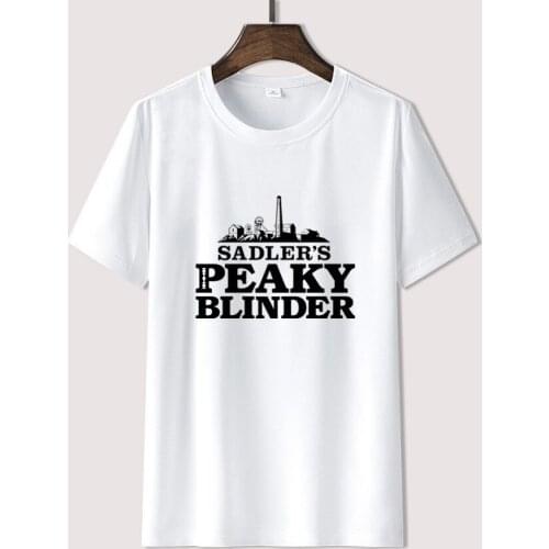 Sadlers Peaky Blinder Men women Summer 100% Cotton Black Tees Male Newest Top Popular Normal Tee Shirts unisex