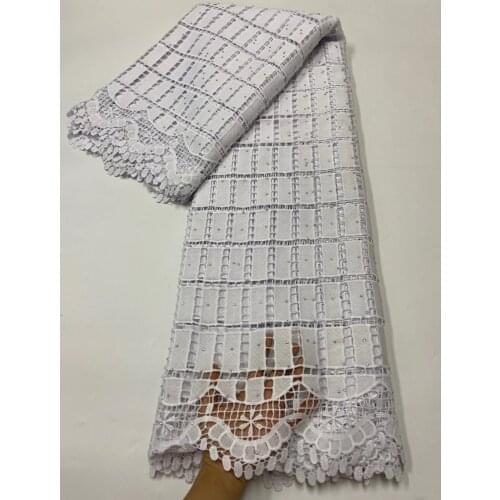 2020 High Quality Pure white Cord Guipure Lace Fabric African Milk Silk Lace Fabric French Nigerian Water Soluble Lace Garment