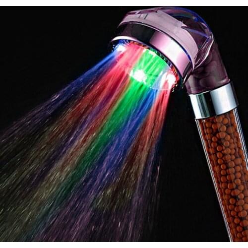 LED Light Bathroom Shower Head Sprinkler Small Nozzle Temperature Control Color Light Therapy Anion Spa Bath Shower Head