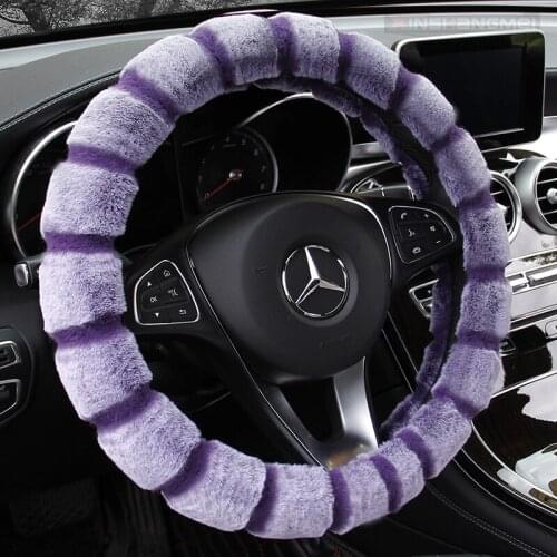 M 37-38cm Car Steering Wheel Covers Winter Warm Soft Short Plush Styling Universal Interior Accessories Car-styling